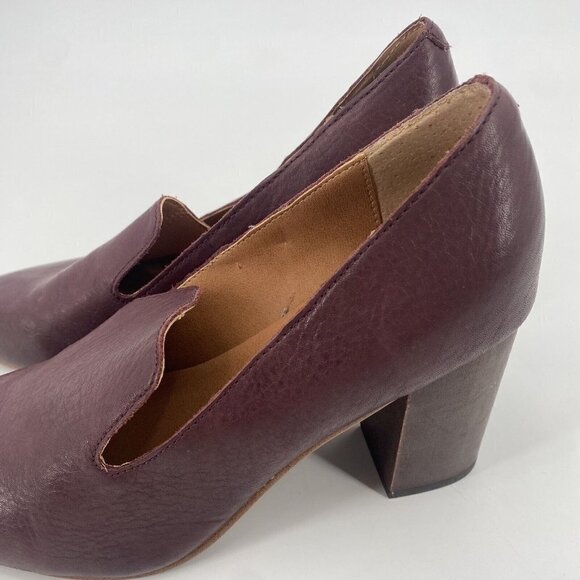 Latigo Size 8 M Kala Maroon Leather Classic Pump Chunky Heel Anthropologie - Picture 8 of 12